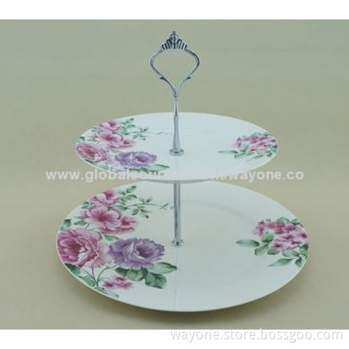 Porcelain 2-tier Cake Stand, Vintage and Water Painting Design, More Flowers Available, Ideal Gift